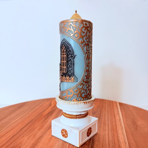 Religious Christmas Jasco Candle on Stand Vintage 1978 Holy Night Hand Decorated - Picture 12 of 16